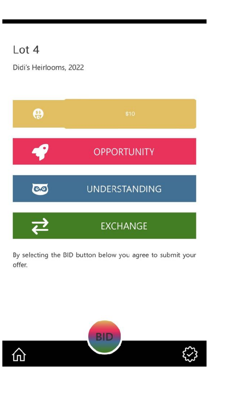 Post Capitalistic Auction bidding software interface.